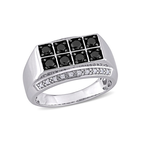 1ct TW Black and White Diamond Double Row Ring // Sterling Silver (9)