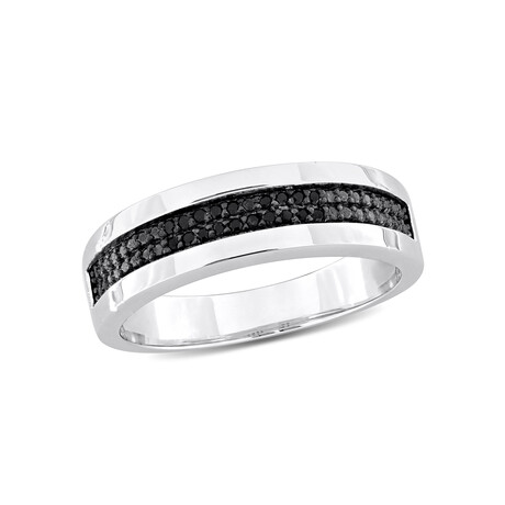 0.1 TGW Black Diamond Double Row Band // Sterling Silver (9)