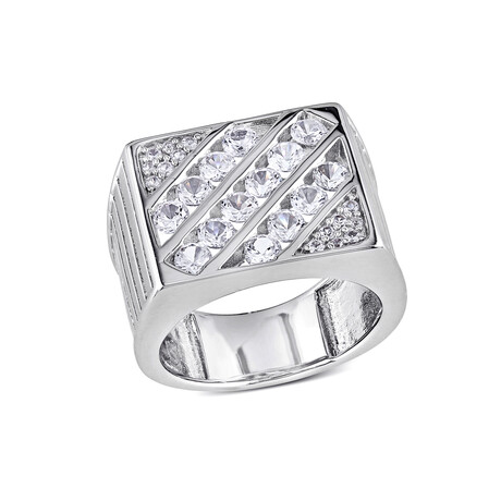 1.82 TGW White Sapphire Square Signet Ring // Sterling Silver (9)