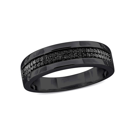 0.1 TGW Black Diamond Double Row  Band // Plated Sterling Silver + Black Rhodium Plating (9)