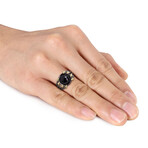 6ct TGW Black Agate Split-Shank Ring // Plated Sterling Silver + Black Rhodium Plating (11)