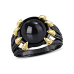 6ct TGW Black Agate Split-Shank Ring // Plated Sterling Silver + Black Rhodium Plating (11)