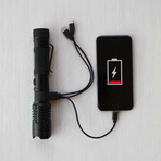 LED Rechargeable Flashlight + Power Bank // Black