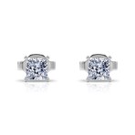 14K White Gold Princess-Cut Earth-Mined Diamond Stud Earrings // New