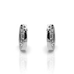 18K White Gold Diamond Oval Hoop Earrings // New