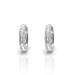 18K White Gold Diamond Oval Hoop Earrings // New