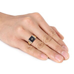 8 TGW Square Black Onyx + 0.1 TGW Diamond Ring // Plated Sterling Silver (9.5)