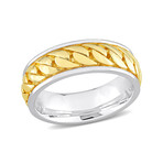 Ribbed Design Ring Yellow + White // Sterling Silver (10)