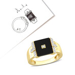 8 TGW Square Black Onyx + 0.1 TGW Diamond Ring // Plated Sterling Silver (10)