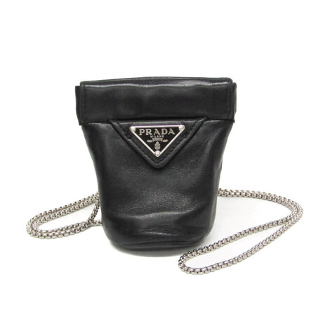Prada // Leather Mini Crossbody Chain Bag // Black // Pre-Owned