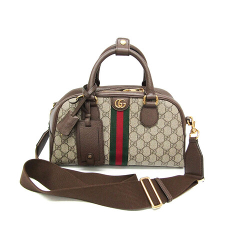 Gucci // Canvas + Leather Baguette Handbag // Beige + Brown // Pre-Owned