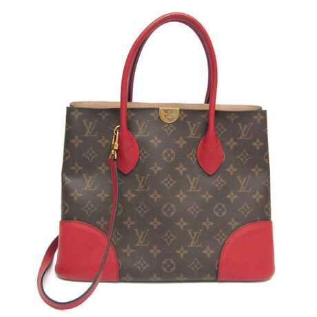 Louis Vuitton // Leather Shoulder Tote Bag // Red + Monogram Brown // Pre-Owned