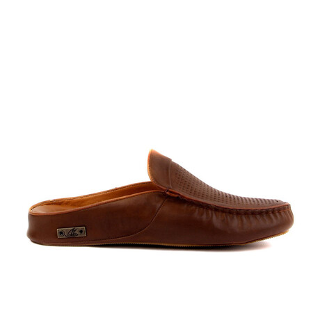 Men's Wafflle Texturized Leather Slip On Loafers // Dark Brown (Euro: 40)