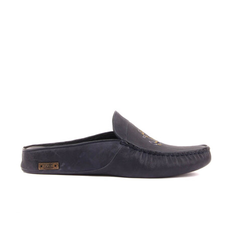 Men's Leather Slip On w/ Embroidered Anchor Loafers // Dark Gray (Euro: 40)