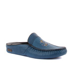 Men's Leather Slip On w/ Embroidered Anchor Loafers // Dark Blue (Euro: 41)