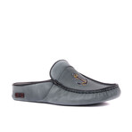 Men's Leather Slip On w/ Embroidered Anchor Loafers // Light Blue (Euro: 41)