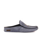 Men's Leather Slip On w/ Embroidered Anchor Loafers // Light Blue (Euro: 40)