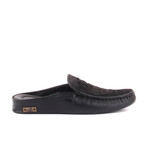 Men's Crock Suede Leather Texturized Slip On Loafers // Black (Euro: 41)