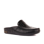 Men's Croc Texturized Leather Slip On Loafers // Black (Euro: 41)