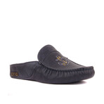 Men's Leather Slip On w/ Embroidered Anchor Loafers // Dark Gray (Euro: 43)