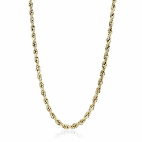 Gold Plated Stainless Steel 3mm Rope Chain // Gold (20")