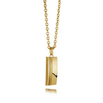 22" Gold Plated Stainless Steel Brushed-Line Dogtag Necklace // Gold