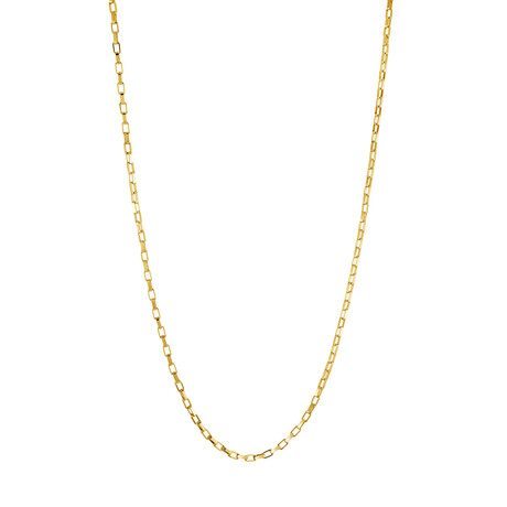 Gold Plated Stainless Steel Rectangle Box Link Chain // Gold (20")