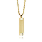 22" Gold Plated Stainless Middle Brushed Hexagon Urn Necklace // Gold