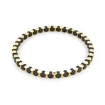 Gold + Black Plated Stainless Steel Strech Black Spine Bracelet // Gold + Black (7.7")