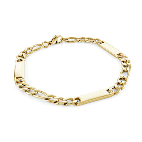 Gold Plated Stainless Steel Figaro 3 Bracelet // Gold (8")