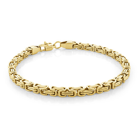 8" Gold Plated Stainless Steel King Link Bracelet // Gold