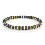 8" Gold Plated & Black Plated Polished Beaded Bracelet // Gold + Black