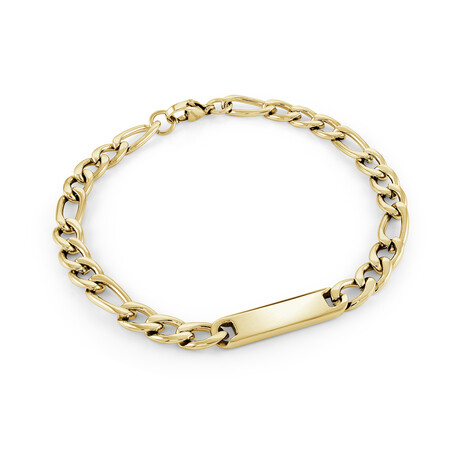 Gold Plated Stainless Steel Figaro 1 Bracelet // Gold (8")