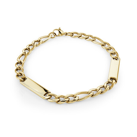 Gold Plated Stainless Steel Figaro 2 Bracelet // Gold (8")