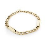 Gold Plated Stainless Steel Figaro 2 Bracelet // Gold (8")