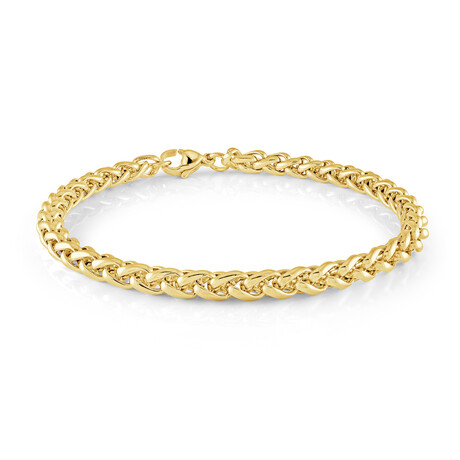 7" Gold Plated Stainless Steel Wheat Link Bracelet // Gold