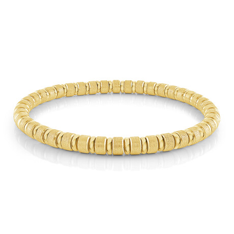 Gold Plated Stainless Steel Polished Beaded Bracelet // Gold (7.2")