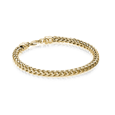 Gold Plated Stainless Steel Polished Round Franco Bracelet // Gold (7.5")