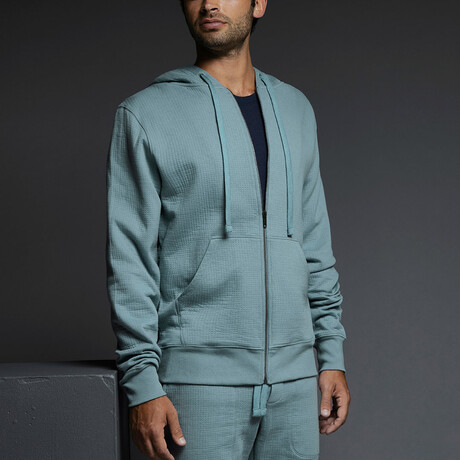 Dual Layer Zip Hoodie // Dusty Blue (S)