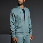 Dual Layer Zip Hoodie // Dusty Blue (L)