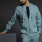 Dual Layer Zip Hoodie // Dusty Blue (M)