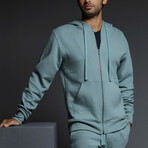 Dual Layer Zip Hoodie // Dusty Blue (2XL)