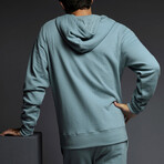 Dual Layer Zip Hoodie // Dusty Blue (XL)