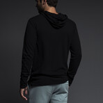 Easy Mesh Long Sleeve Hooded Shirt // Black (M)