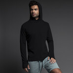 Easy Mesh Long Sleeve Hooded Shirt // Black (L)