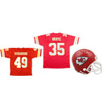 Christian Okoye Signed Chiefs Jersey, Christian Okoye Signed Chiefs Mini Helmet, & Tony Richardson Signed Chiefs Jersey