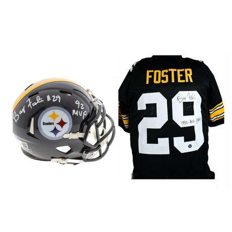 Barry Foster Signed Steelers Jersey & Barry Foster Signed Steelers Speed Mini Helmet