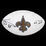 Ricky Williams Signed Saints Jersey, Ricky Williams Signed Saints 11x14 Photo, Ricky Williams Signed Saints Lunar Eclipse Alternate Speed Mini Helmet, & Ricky Williams Signed Saints Logo Football