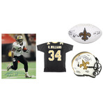 Ricky Williams Signed Saints Jersey, Ricky Williams Signed Saints 11x14 Photo, Ricky Williams Signed Saints Lunar Eclipse Alternate Speed Mini Helmet, & Ricky Williams Signed Saints Logo Football