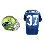 Shaun Alexander Signed Seahawks Jersey  & Shaun Alexander Signed Seahawks Flash Alternate Speed Mini Helmet